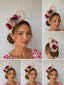 Burgundy Floral and Cream Sinnamay Linen Abica Headband