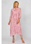 Pink Floral Waterfall Frill Dress