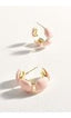 Pink Resin Metal Hoop Earrings