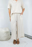 Beige Linen Blend Pants