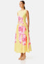 Sybella Midi Dress Pink Yellow Floral
