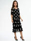 White and Black Spot Layered Silk Dress
