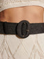 Alora Round Buckle Straw Belt Black