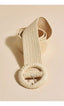 Covered Buckle Weave Belt Cream