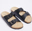 Human Black Leather Slides