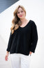 Roll Up Sleeve Black Knit Top