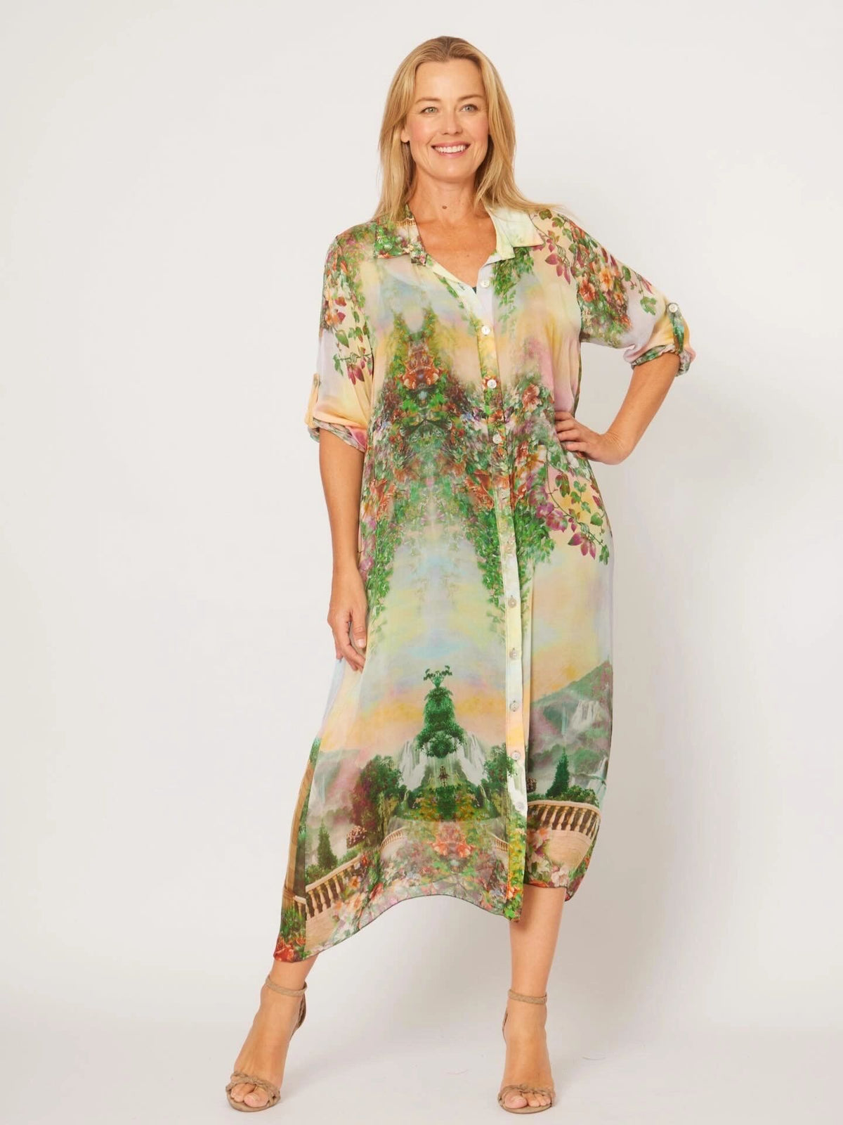 Italian Courtyard Silk Dress Asst Colours Main image
