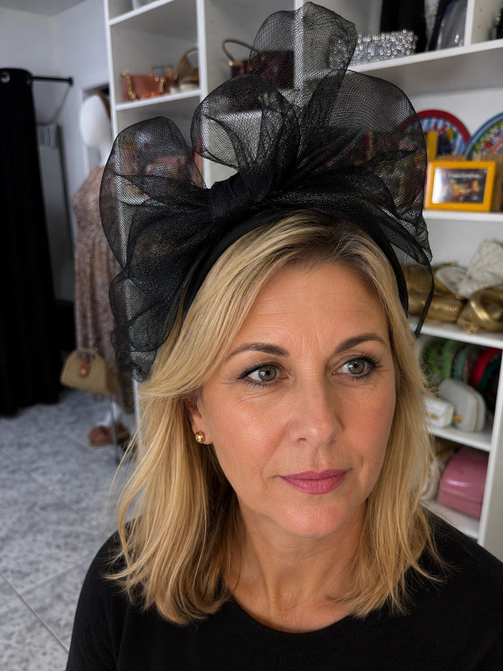 Black Distressed Bow Headband