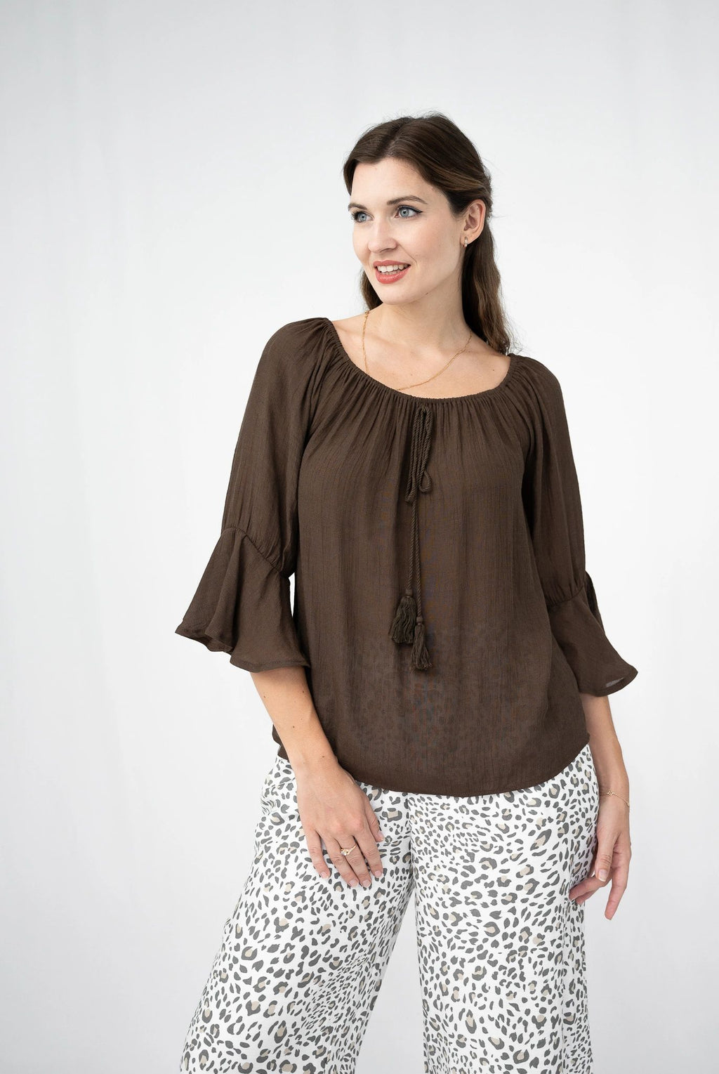 Chocolate Peasant Top