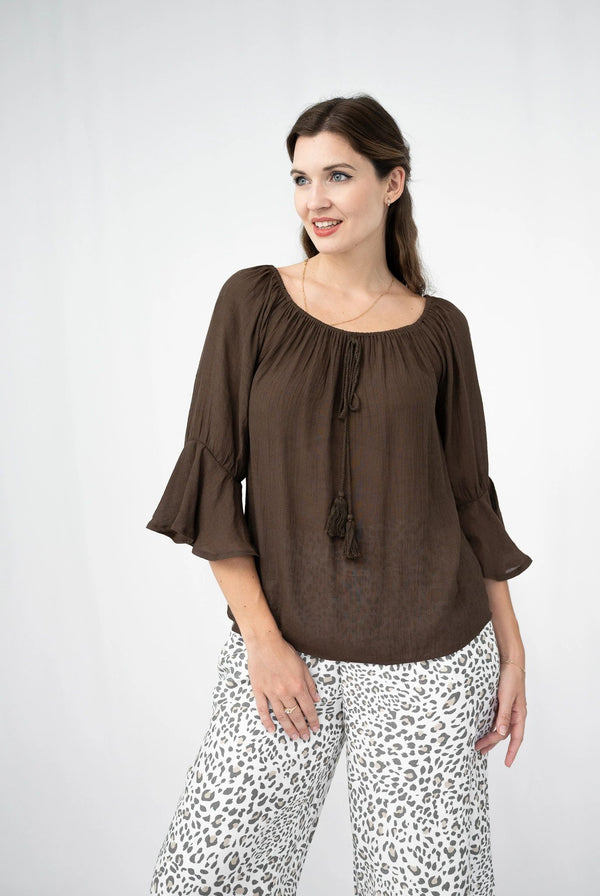 Chocolate Peasant Top