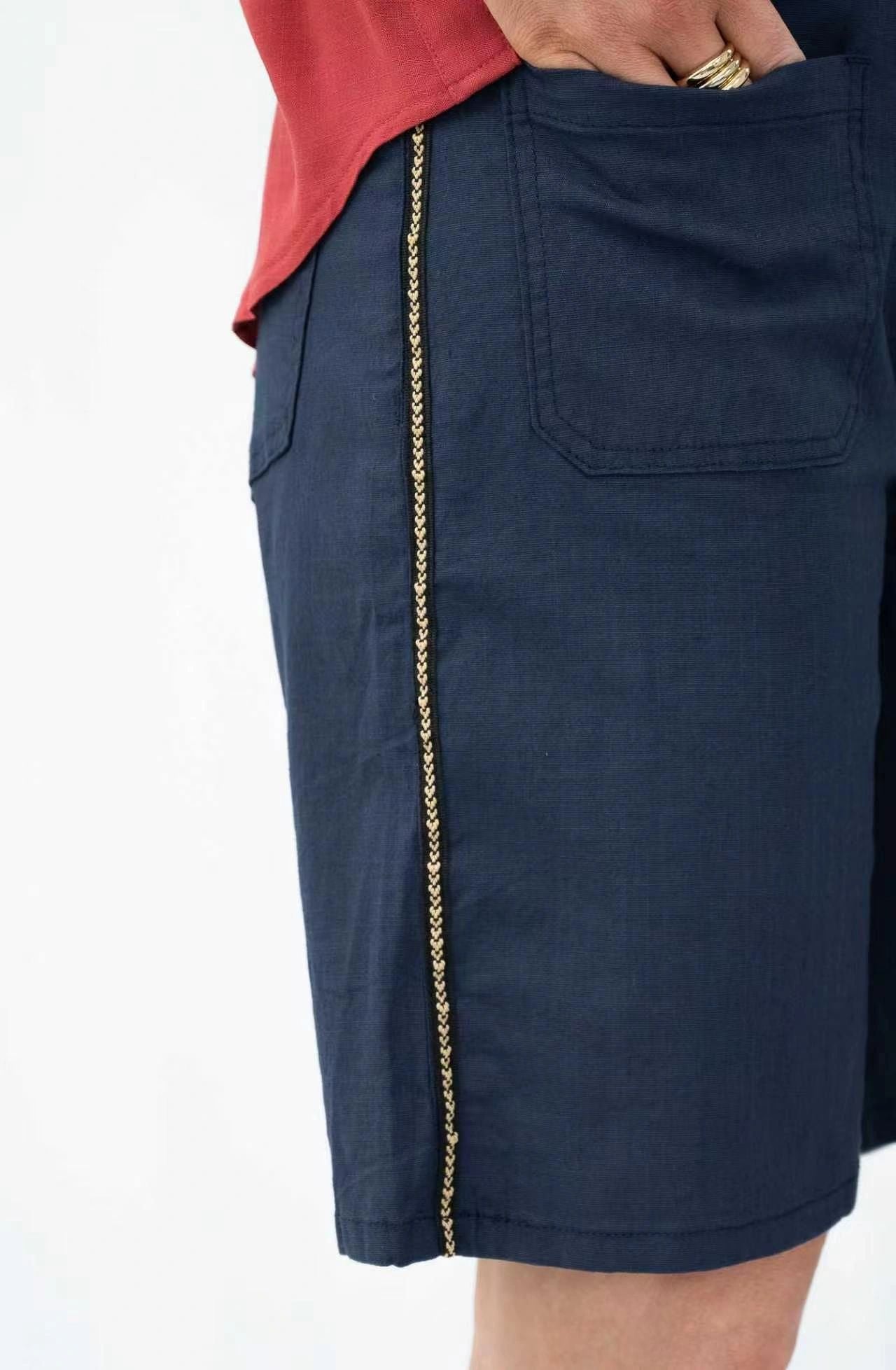 Navy Tape Detail Shorts Secondary image