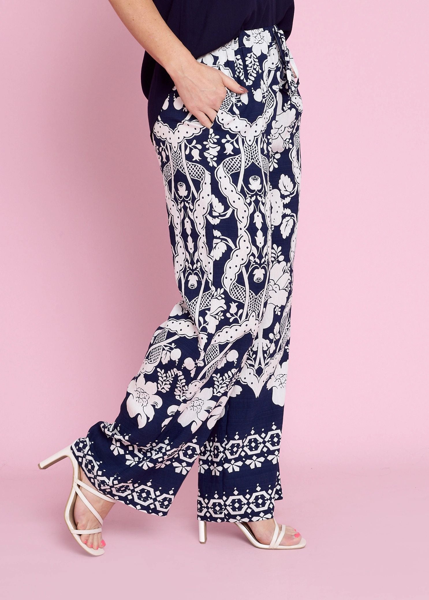 Navy Floral Pants Secondary image