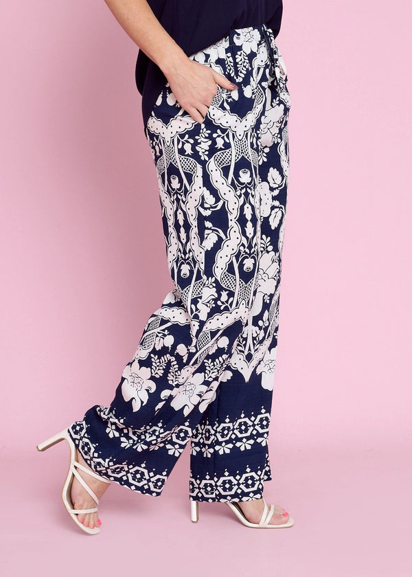 Navy Floral Pants
