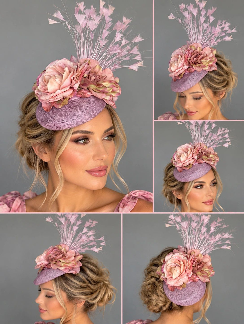 Lilac & Pink Floral & Lilac Feather HeadPiece