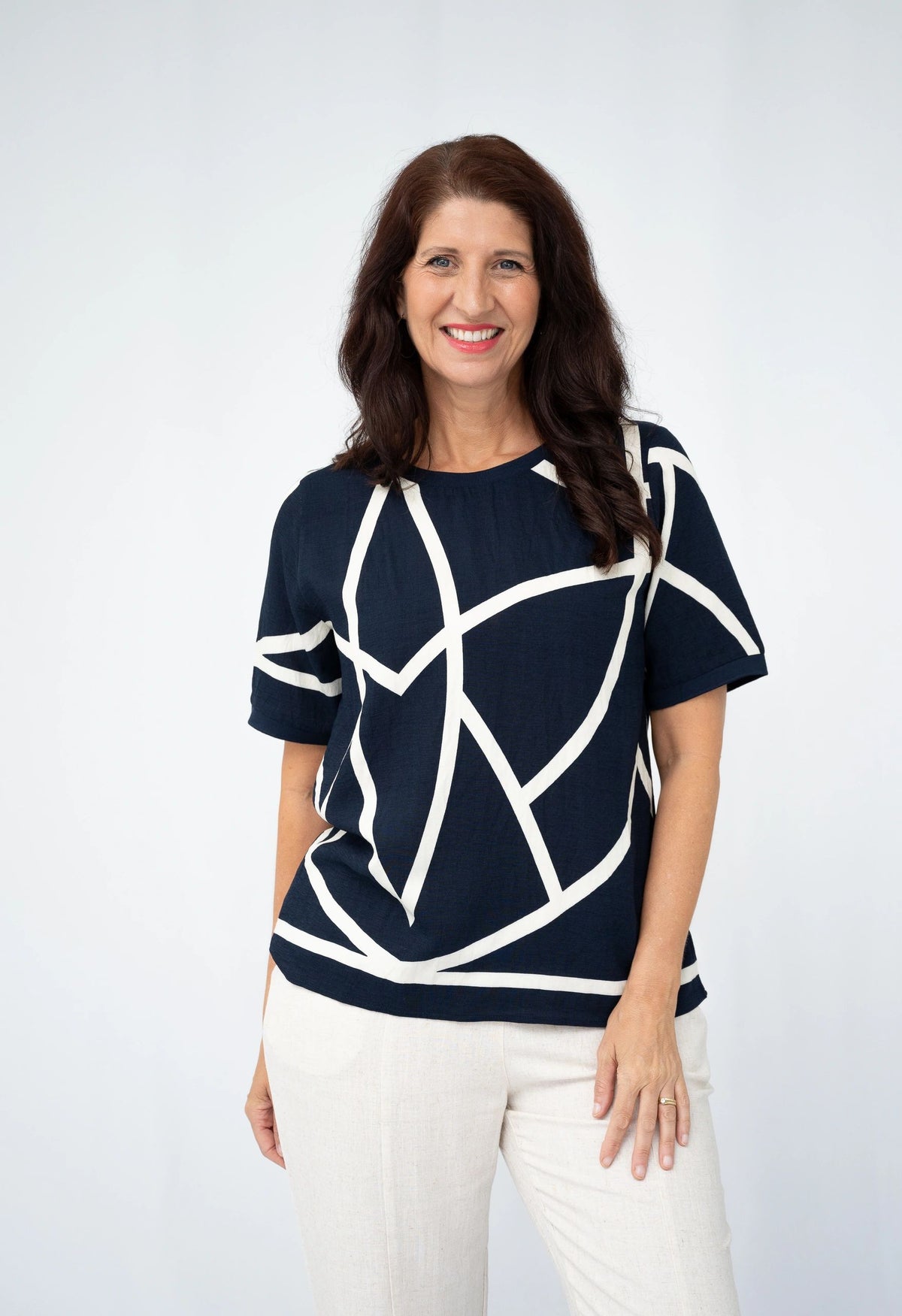 Navy Abstract Top