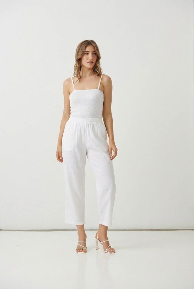 Elastic Waist Straight Leg Pants Asst Colours