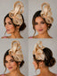Dusty Pink Silk Abica Loop Fan and Pearl Headband
