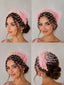 Pink and Cream Flowers Net and Pearls Rattan Headband