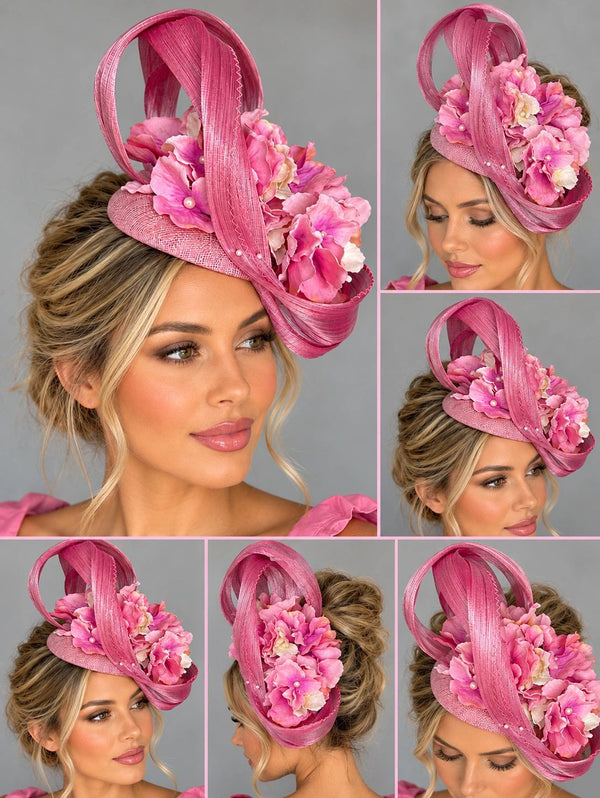 Pink/Purple Silk Abica & Hydrangea Pearl Headpiece