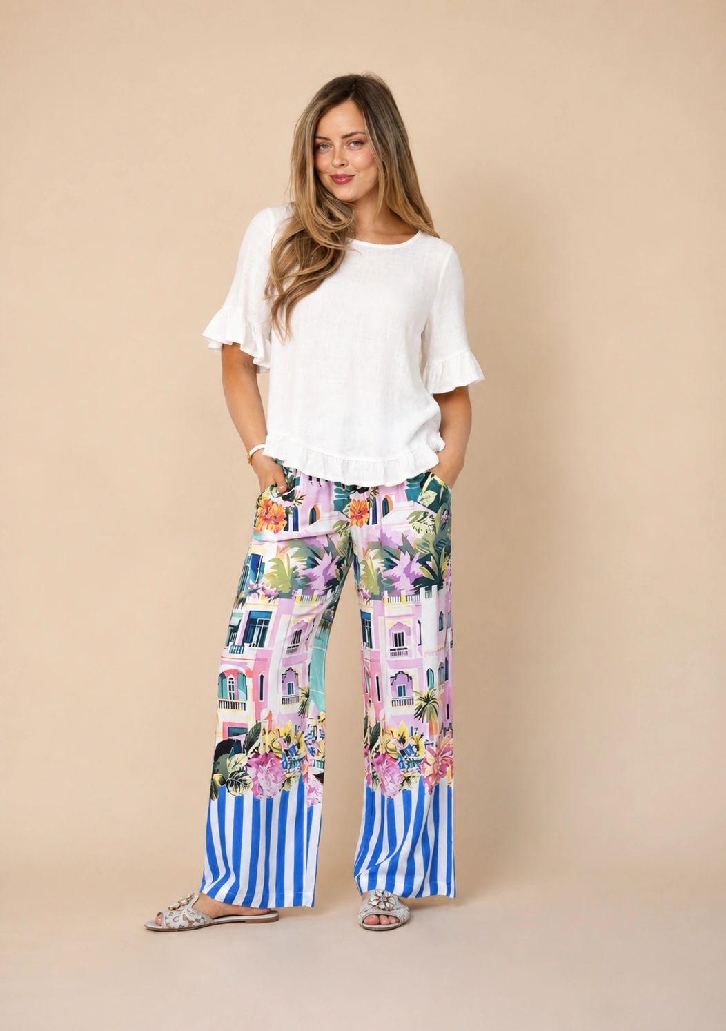 Marbella Stripe Border Pants