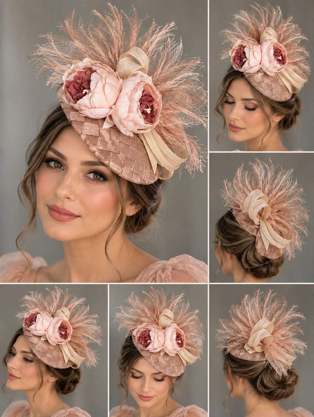 Light & Dusty Pink, Flowers, Linen Abica, Sinnmay on Cross Base HeadPiece