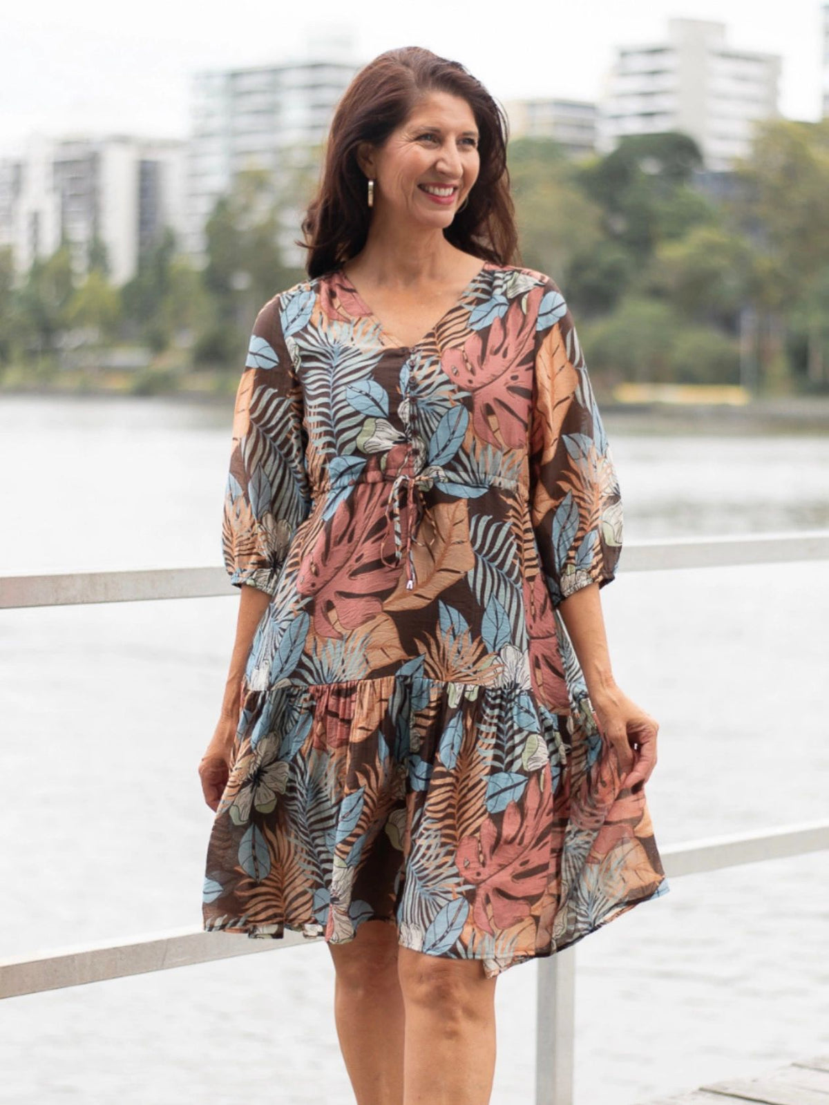 Botanical Lined Light Weight Dress