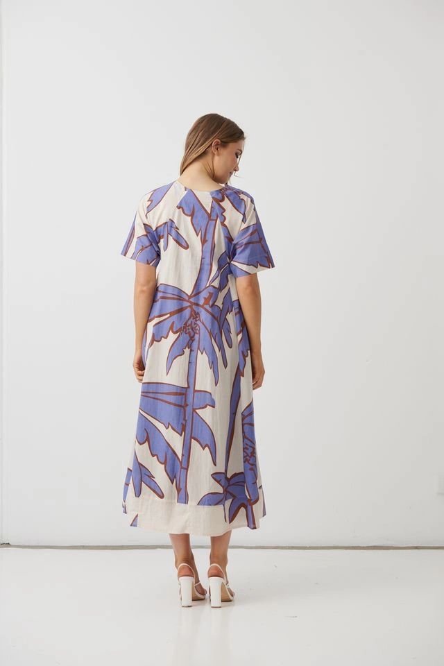 Lilac Palms Long Shift Dress