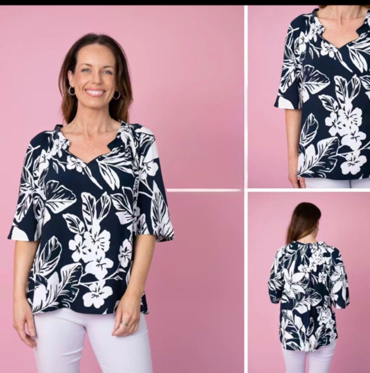 Floral Navy Top