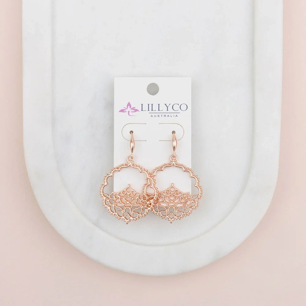 Rose Gold Matt Lacey Earrings Main image