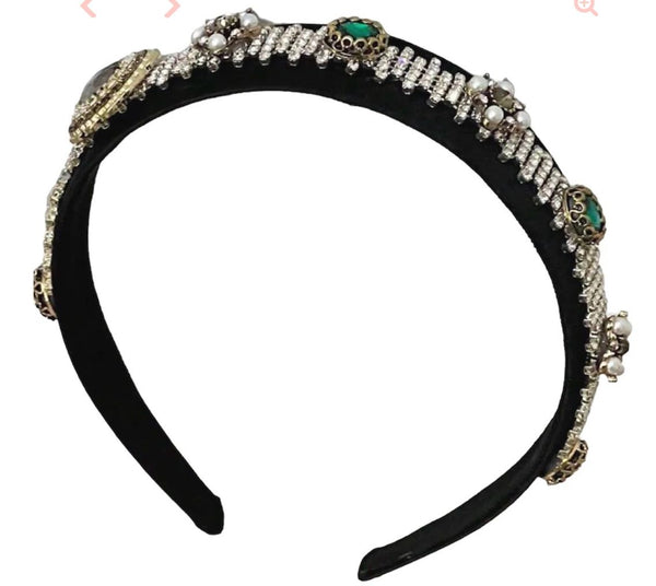 Brooke Embellished Black Headband