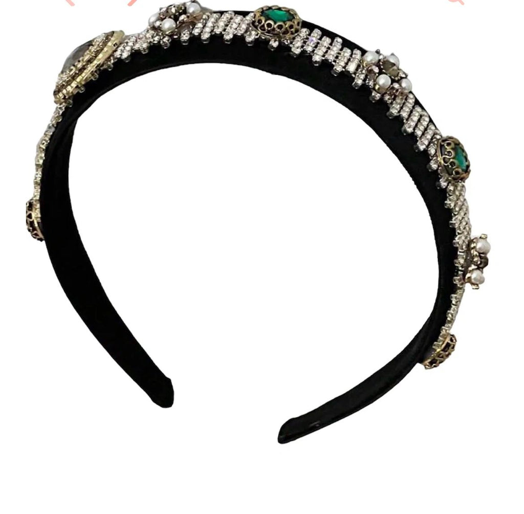 Brooke Embellished Black Headband