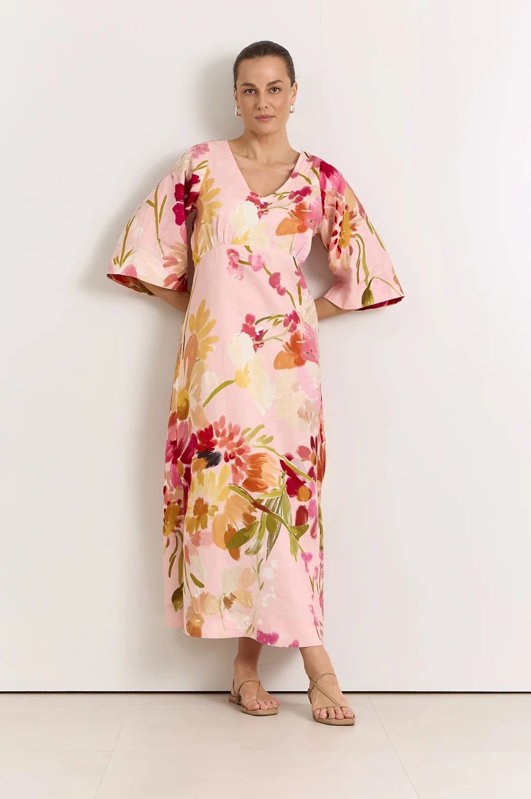 Adorne Odette Linen Midi Dress