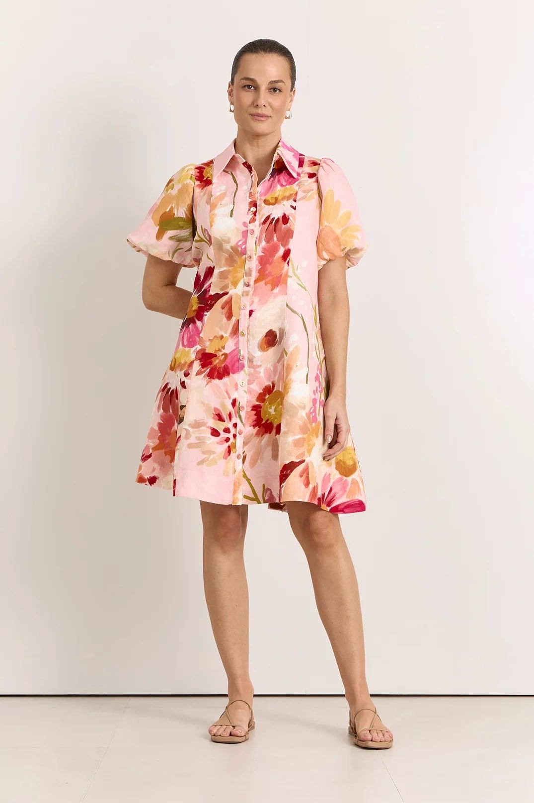 Adorne Amalie Linen Short Dress Main image