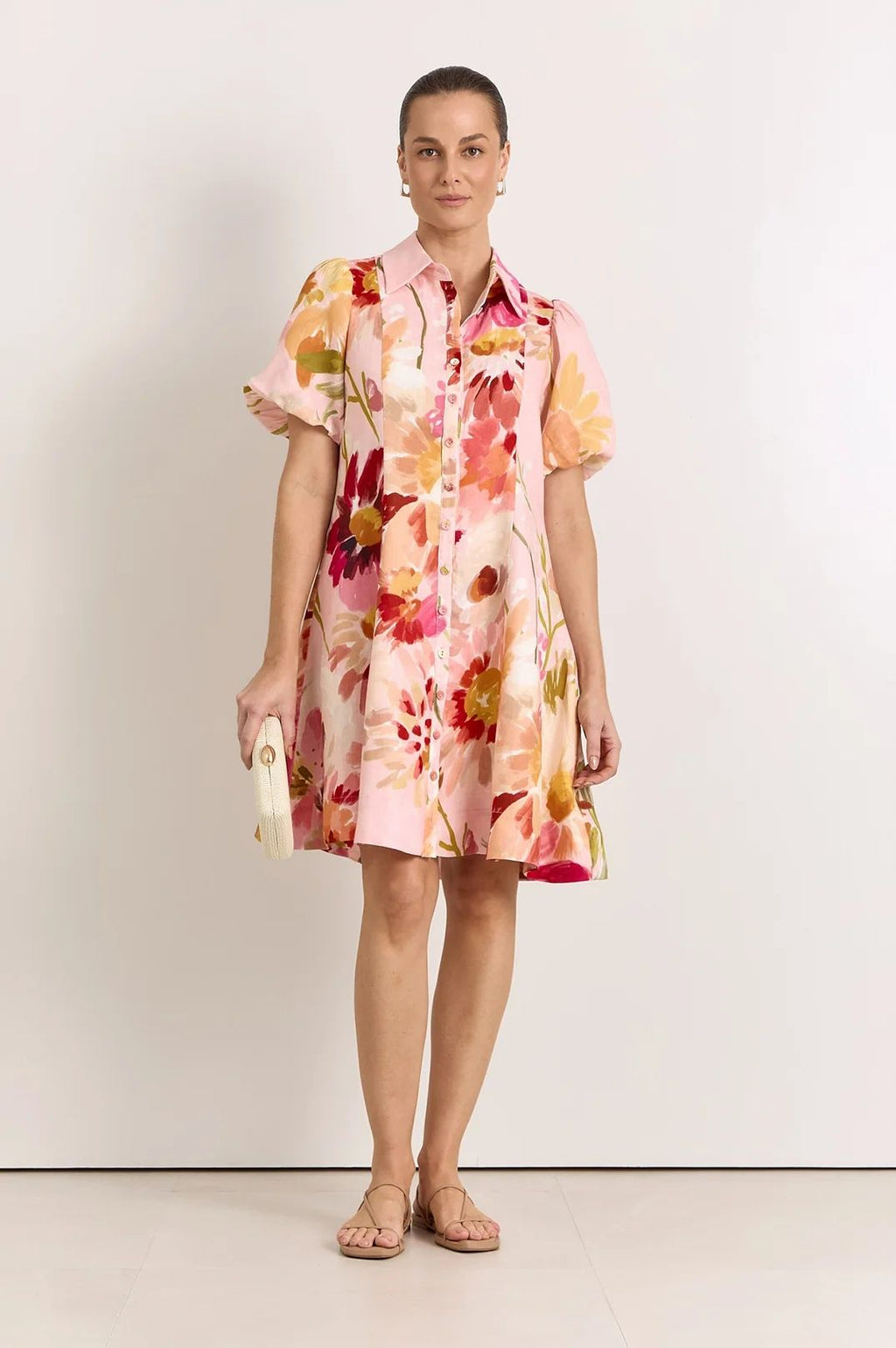 Adorne Amalie Linen Short Dress