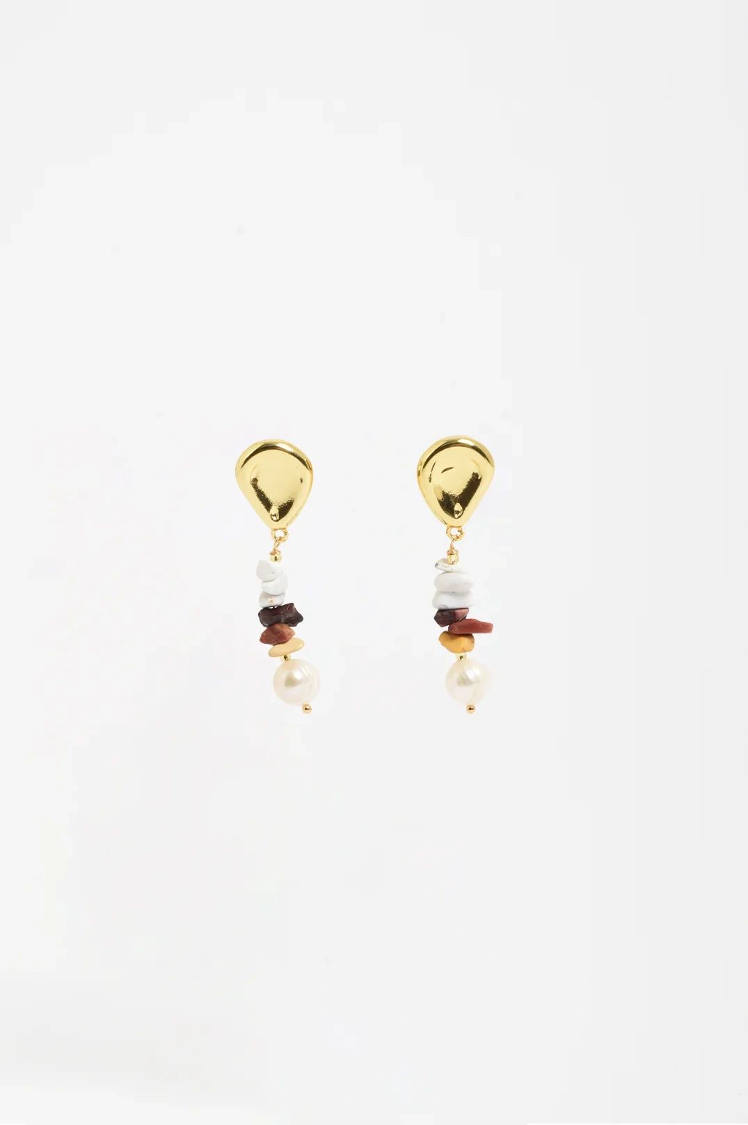Adorne Freshwater Pearl Stone Chip Drop Earrings Asst Colours Secondary image
