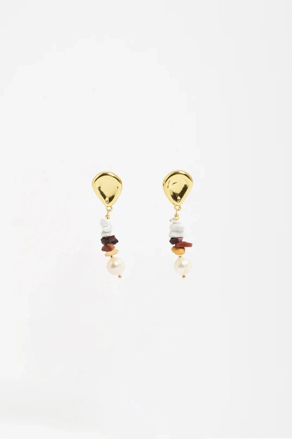 Adorne Freshwater Pearl Stone Chip Drop Earrings Asst Colours