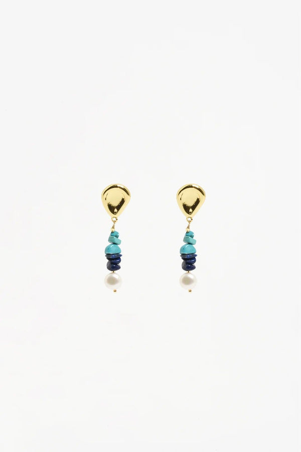 Adorne Freshwater Pearl Stone Chip Drop Earrings Asst Colours