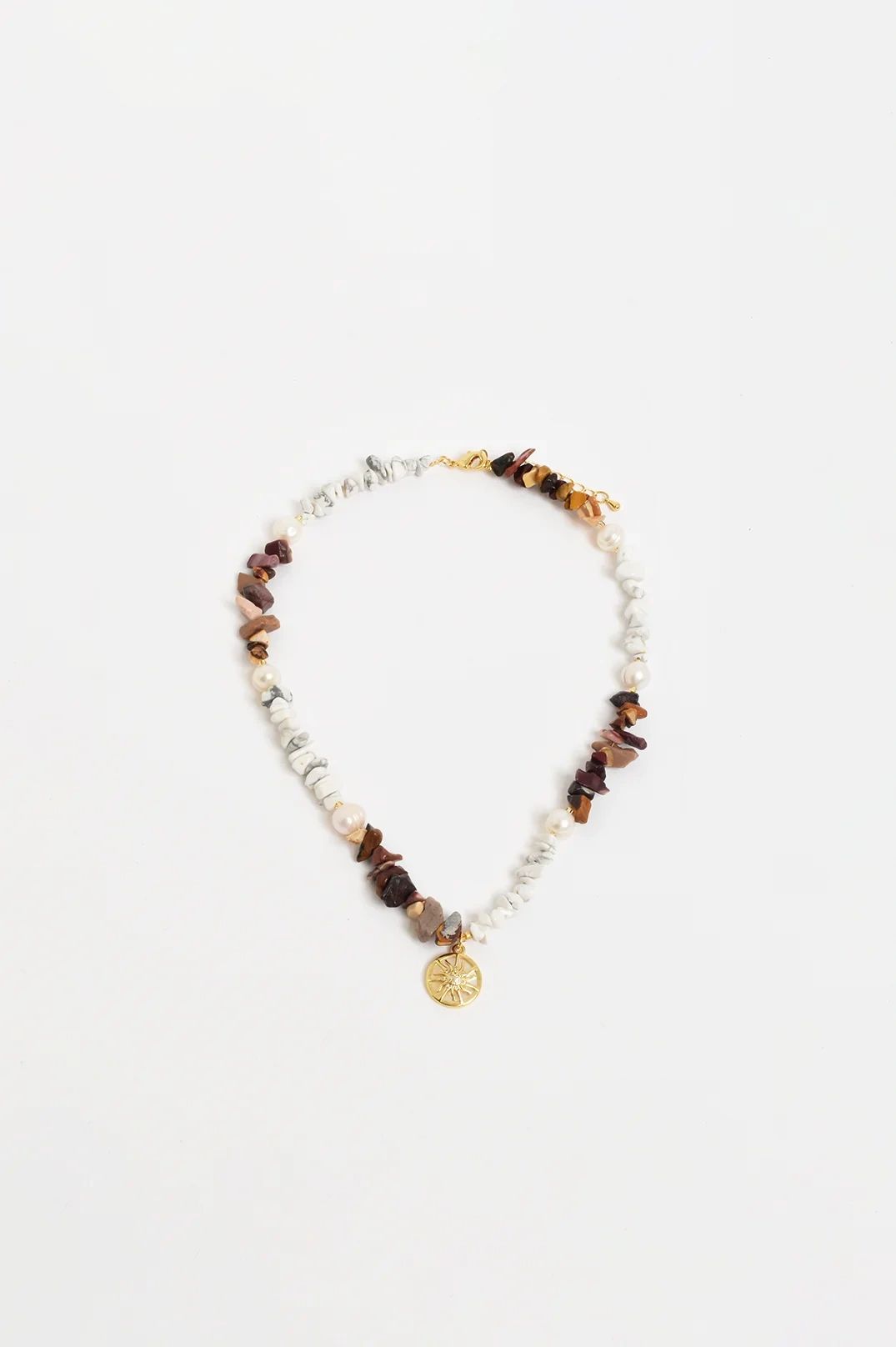Adorne Sun Charm Stone Chip Pearl Necklace Secondary image