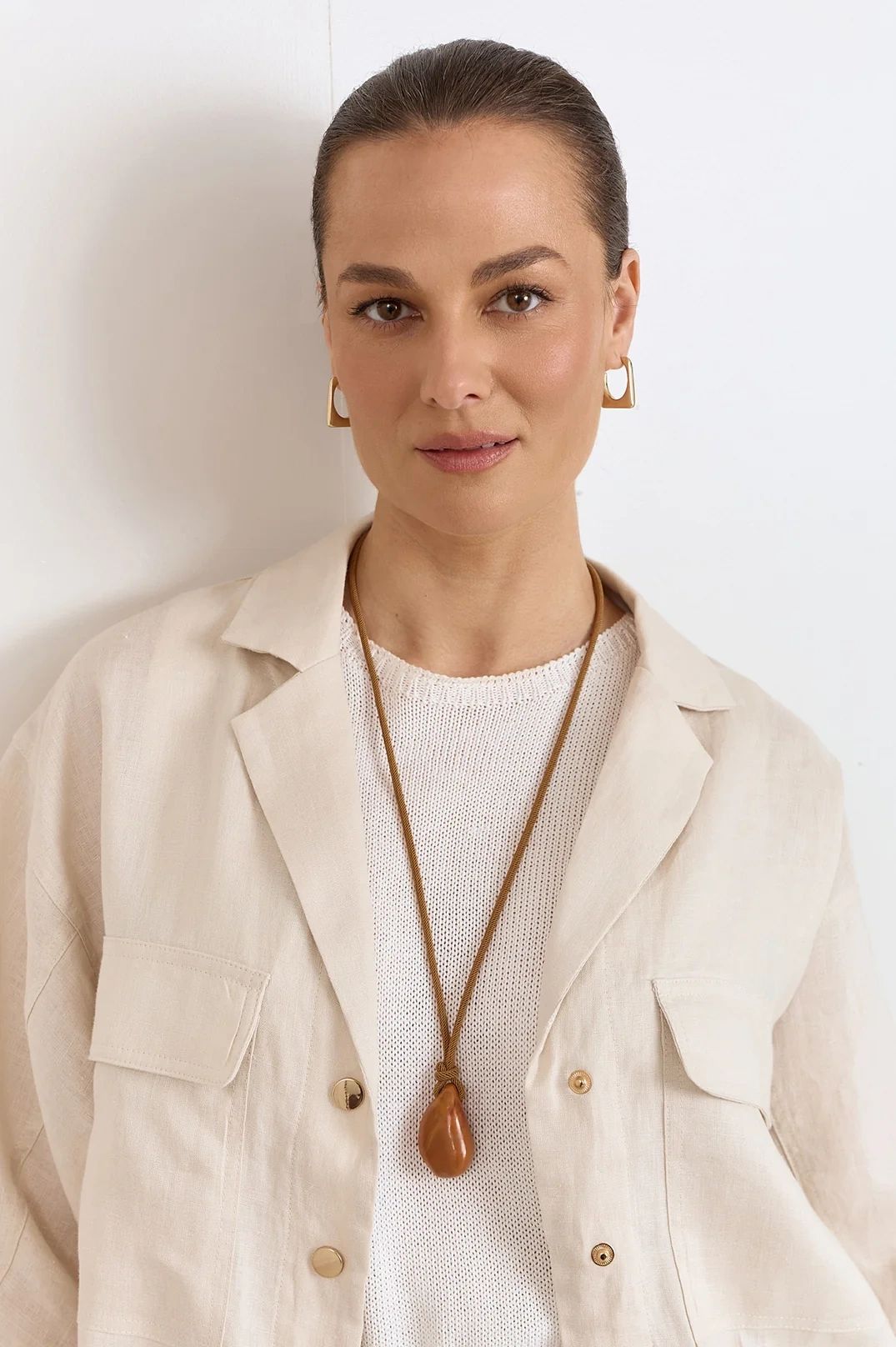 Adorne Resin Drop Cord Pendant Necklace Secondary image