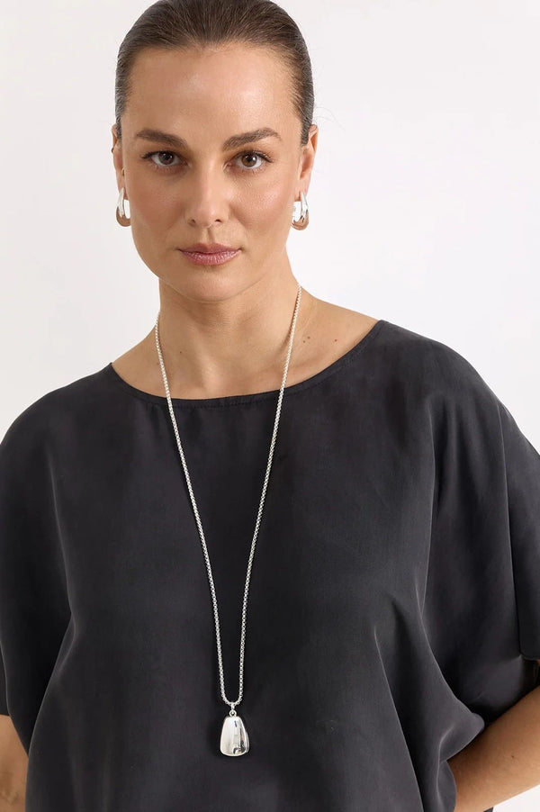 Adorne Metal Pendant Drop Long Necklace