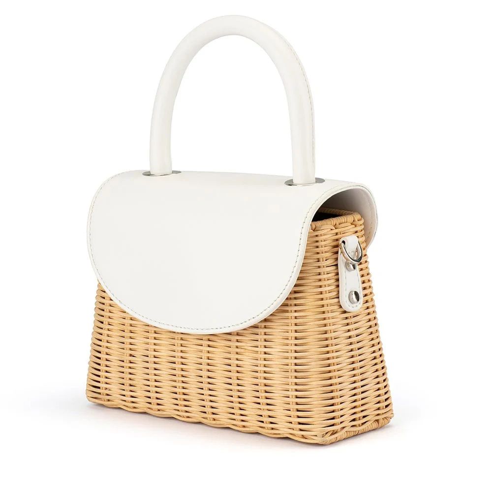Olga Berg Elle Wicker Top Handle Bag
