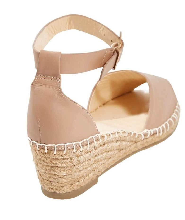 Human Leather Wedge Heel - Nude or Black or Tan