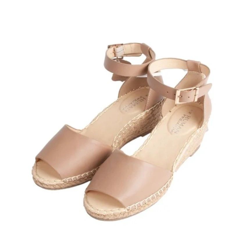 Human Leather Wedge Heel - Nude or Black or Tan