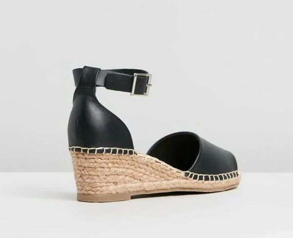 Human Leather Wedge Heel - Nude or Black or Tan