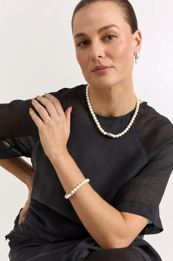Adorne Glass Pearl Pod Necklace Asst Colours