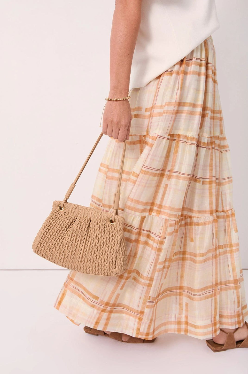 Adorne Mina Textured Gathered Handbag Asst Colours