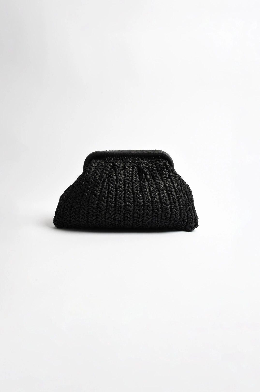 Adorne Paper Weave Clutch Black Main image