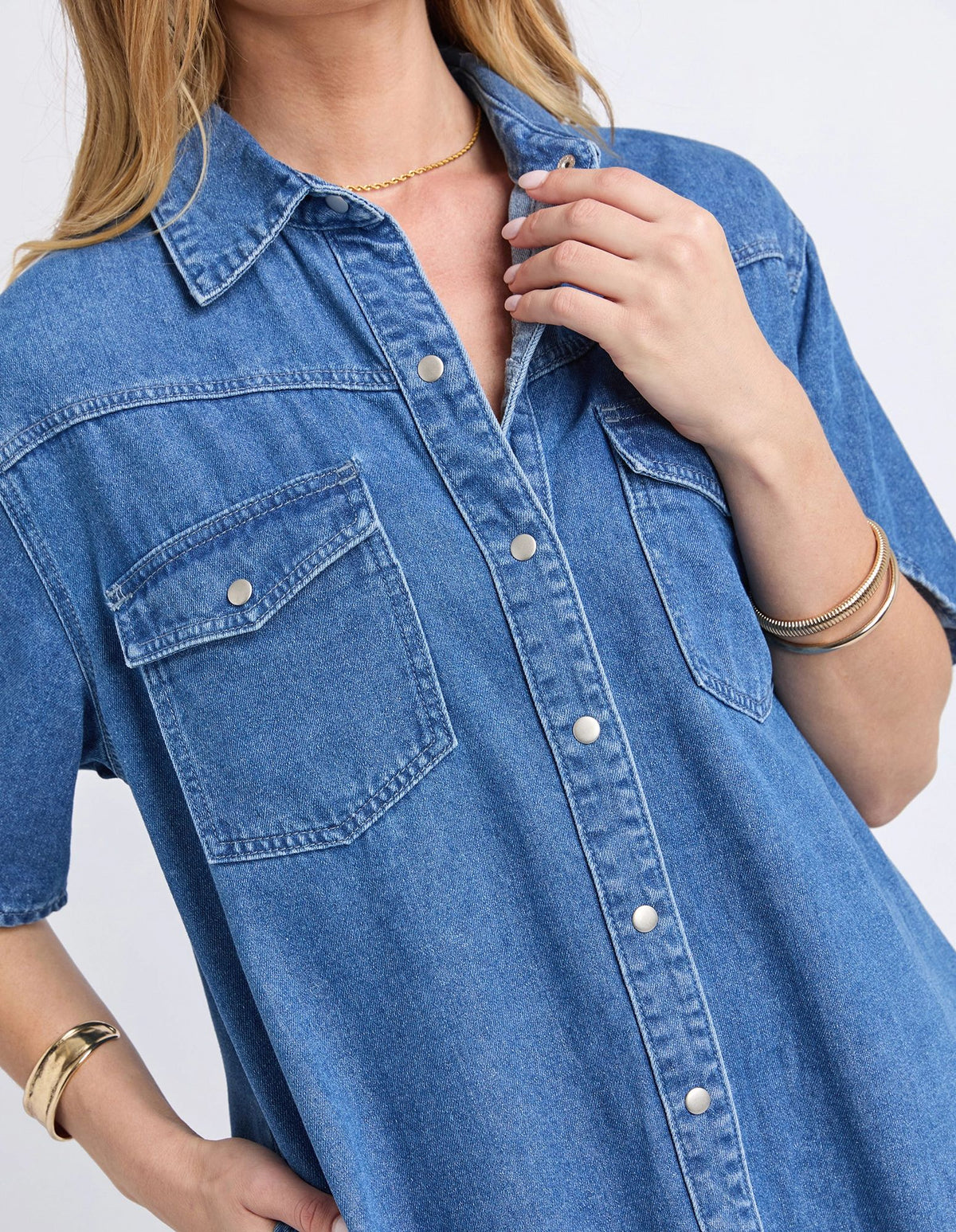 Foxwood Sorcha Denim Dress Mid Blue