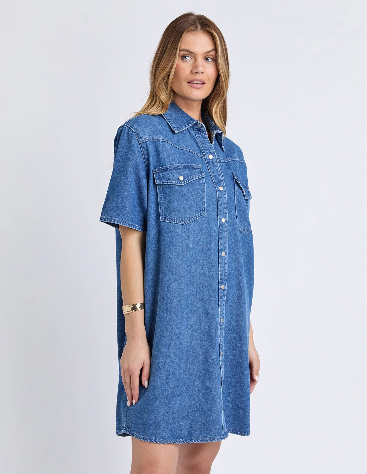 Foxwood Sorcha Denim Dress Mid Blue