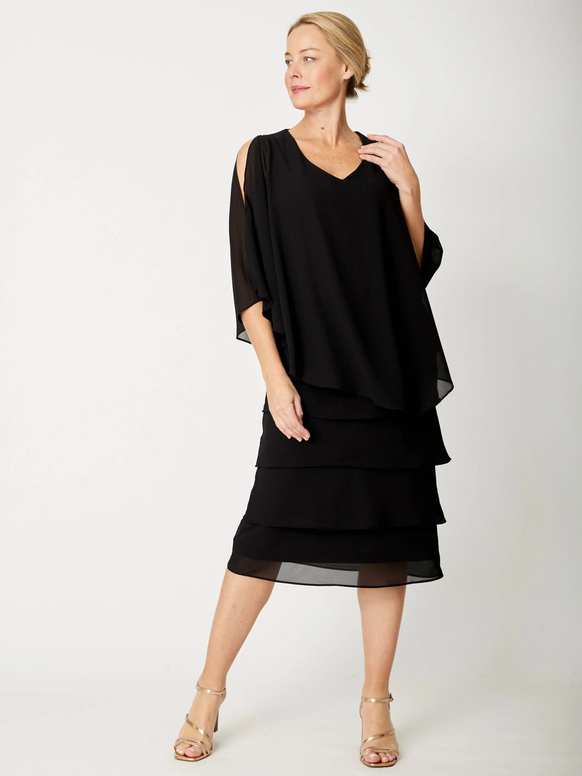 Cordelia Street Black Cape Dress